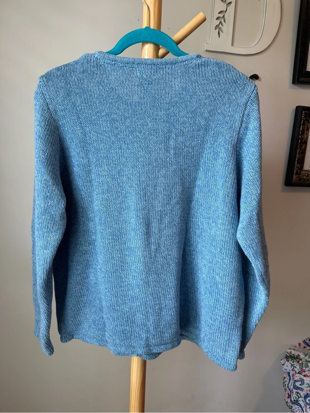 LL Bean Blue Cotton Cardigan Sweater Women’s Size XL Cabincore Heavyweight